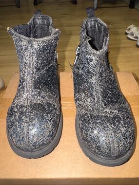 Carter's Girls Black & Silver Glitter Ankle Boots